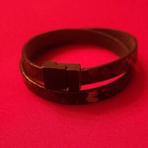 Calvin Klein Tortoise Print Leather Wrap Bracelet